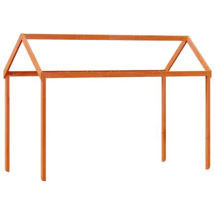 Високо легло с покрив восъчнокафяво 75x190см борово дърво масив