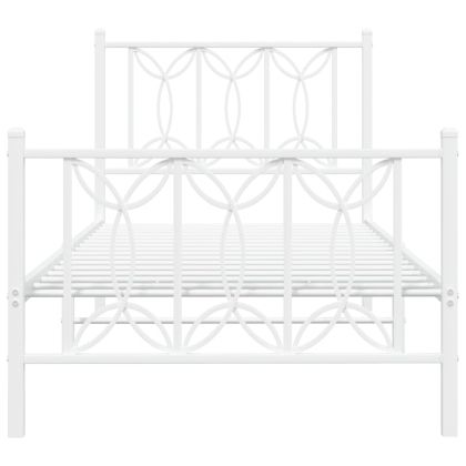 Метална рамка за легло с горна и долна табла, бяла, 90x190 см