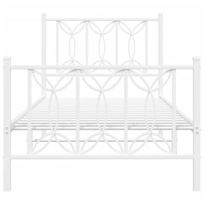 Метална рамка за легло с горна и долна табла, бяла, 75x190 см