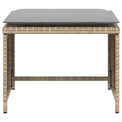 Градински стол с табуретка за крака бежов полиратан