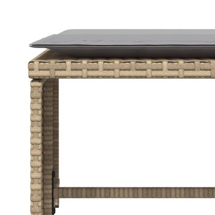 Градински стол с табуретка за крака бежов полиратан