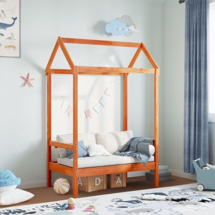 Пейка с покрив, восъчнокафява, 117,5x70x176,5 см, бор масив