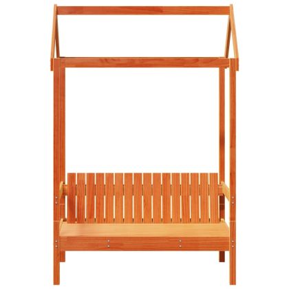 Пейка с покрив, восъчнокафява, 117,5x70x176,5 см, бор масив