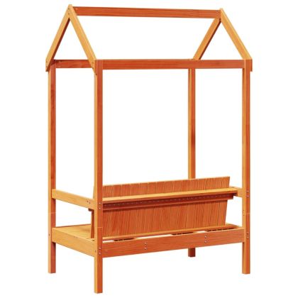 Пейка с покрив, восъчнокафява, 117,5x70x176,5 см, бор масив