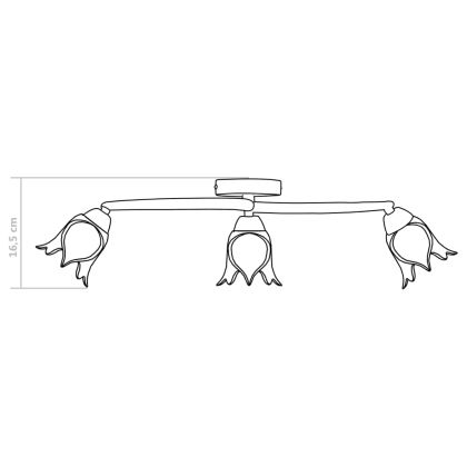 Полилей със стъклени абажури, за 3 крушки Е14, лале