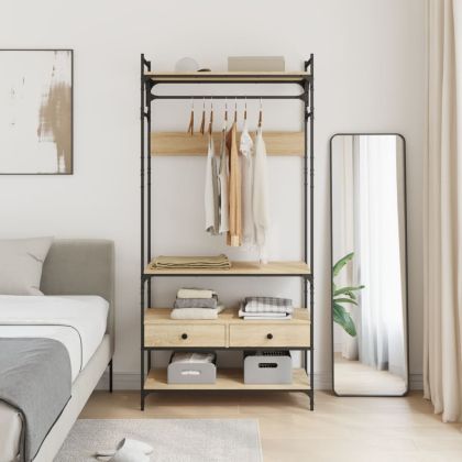 Гардероб с чекмеджета дъб сонома 89x39x184,5 см инженерно дърво