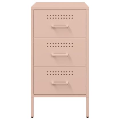 Нощни шкафчета, 2 бр, розово, 36x39x68 см, стомана