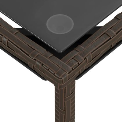 Градински комплект с възглавници, 3 части, кафяв, полиратан