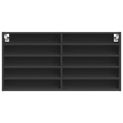 Шкаф витрина, черен, 100x8,5x50 см, инженерно дърво