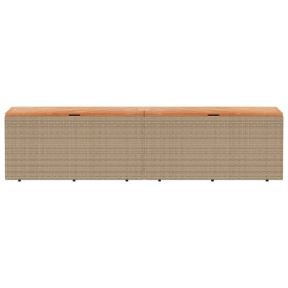 Градинска кутия за съхранение бежов 220x50x54см PE ратан акация