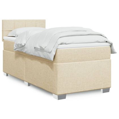 Боксспринг легло с матрак, кремава, 80x200 см, плат