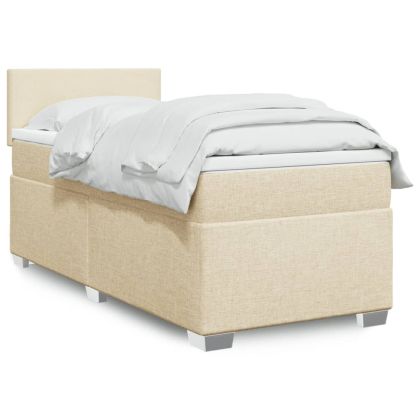 Боксспринг легло с матрак, кремава, 90x190 см, плат