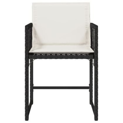 Градински столове с възглавници, 4 бр, черен, полиратан