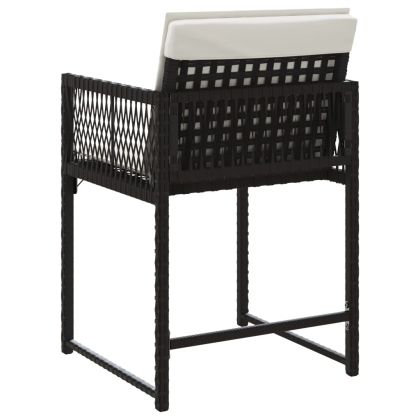 Градински столове с възглавници, 4 бр, черен, полиратан