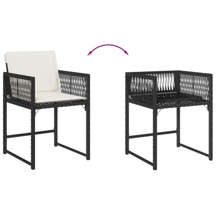 Градински столове с възглавници, 4 бр, черен, полиратан