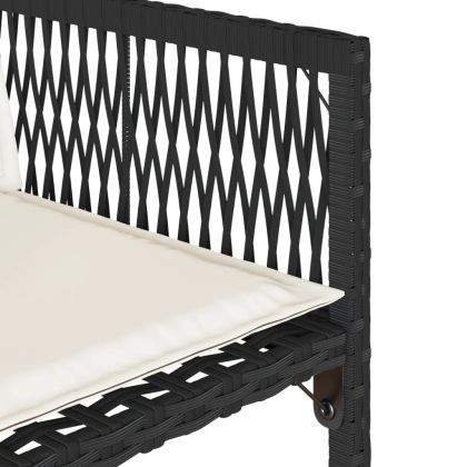 Градински столове с възглавници, 4 бр, черен, полиратан