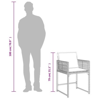 Градински столове с възглавници, 4 бр, черен, полиратан