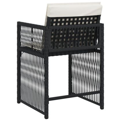 Градински столове с възглавници, 4 бр, черен, полиратан