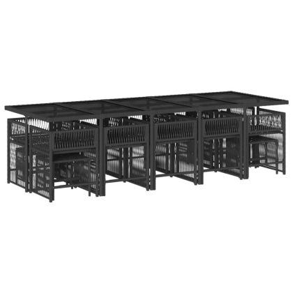 Градински комплект с възглавници 15 части полиратан черен