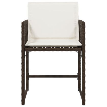 Градински столове с възглавници, 4 бр, кафяви, полиратан