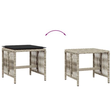 Външни табуретки с възглавници 4 бр светлосиви 41x41x36 см