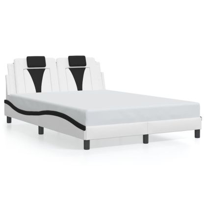 Рамка за легло с LED осветление бяло-черна 140x200 cм еко кожа