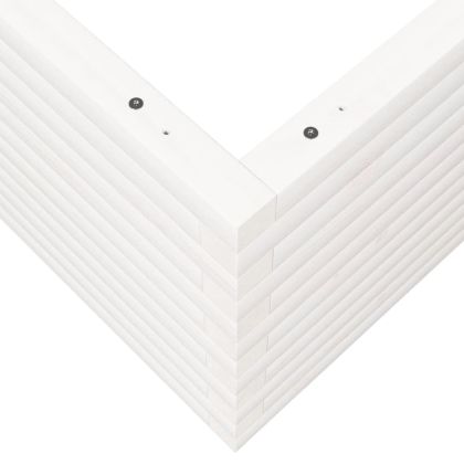 Градински сандък, бял, 90x90x46 см, масивна борова дървесина