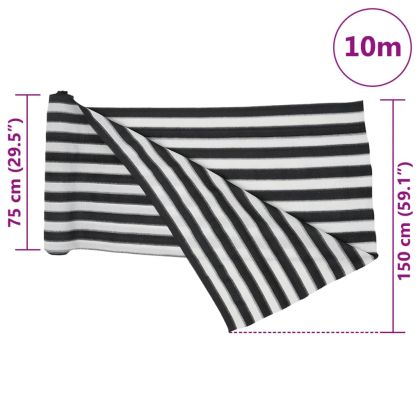 Засенчваща мрежа антрацит и бяло 1,5x10 м HDPE 195 г/м²