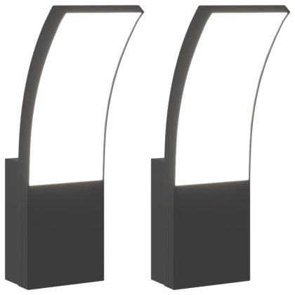 Външни LED стенни лампи, 2 бр, черен, лят алуминий