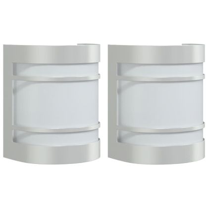 Външни стенни осветителни тела 2 бр сребрист неръждаема стомана