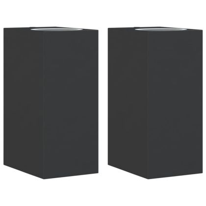 Външни стенни лампи, 2 бр, черен, лят алуминий