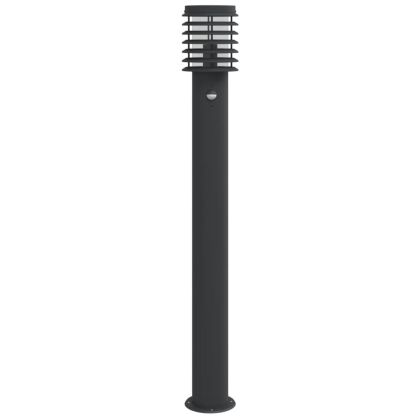 Външни подови лампи, със сензори, 3 бр, черни, 110 см, инокс