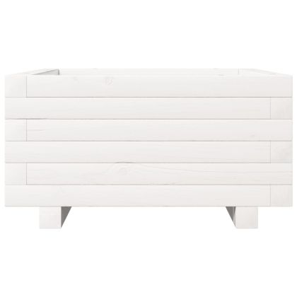 Градински сандък, бял, 50x50x26,5 см, масивна борова дървесина