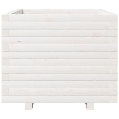 Градински сандък, бял, 60x60x49,5 см, масивна борова дървесина