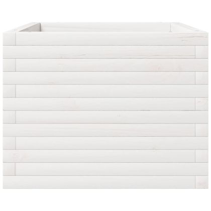 Градински сандък, бял, 60x60x49,5 см, масивна борова дървесина