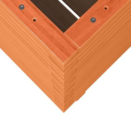 Градинска кашпа, восъчнокафява, 50x50x72 см, борово дърво масив