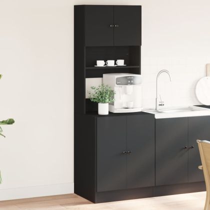 Кухненски шкаф, черен, 60x50x180 см, инженерно дърво