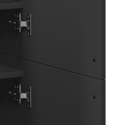 Шкаф за обувки, черен, 80x39x178 см, инженерно дърво