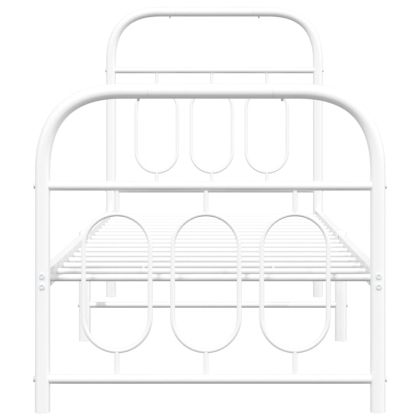 Метална рамка за легло с горна и долна табла, бяла, 75x190 см