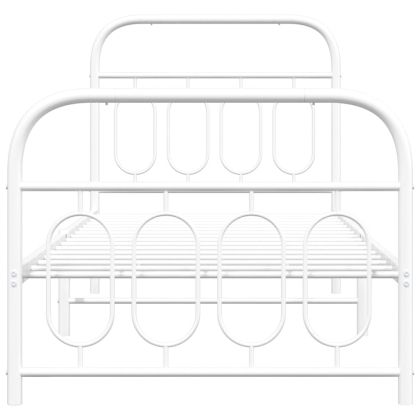 Метална рамка за легло с горна и долна табла, бяла, 90x190 см