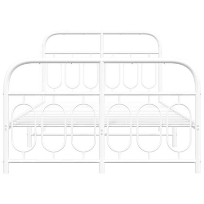 Метална рамка за легло с горна и долна табла, бяла, 120x190 см