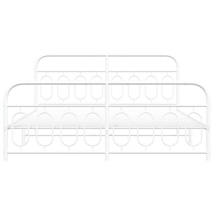 Метална рамка за легло с горна и долна табла, бяла, 180x200 см