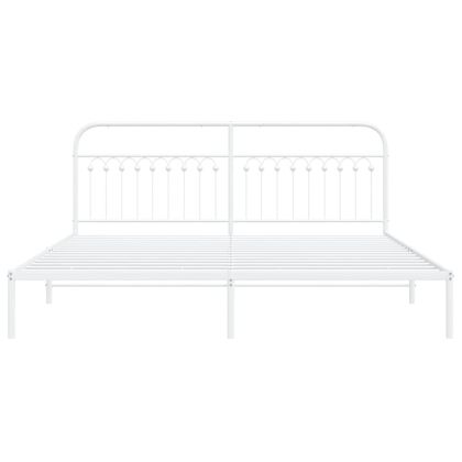 Метална рамка за легло с горна табла, черна, 193x203 см