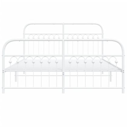 Метална рамка за легло с горна и долна табла, бяла, 150x200 см