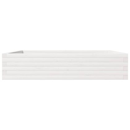 Градинска кашпа, бяла, 110x110x23 см, борово дърво масив