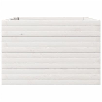 Градински сандък, бял, 70x70x45,5 см, масивна борова дървесина