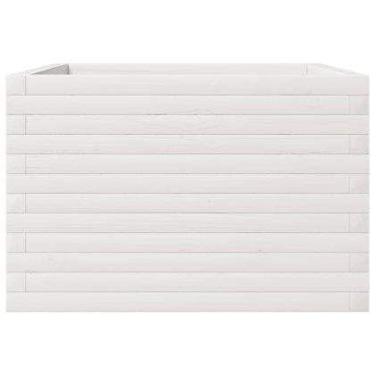 Градински сандък, бял, 70x70x45,5 см, масивна борова дървесина