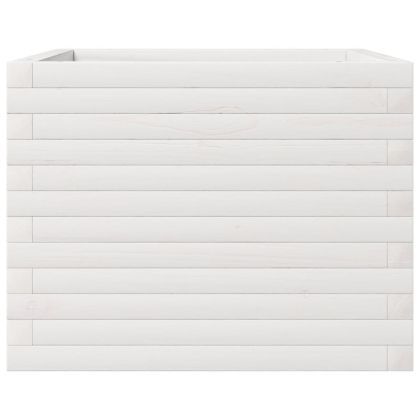 Градински сандък, бял, 60x60x45,5 см, масивна борова дървесина