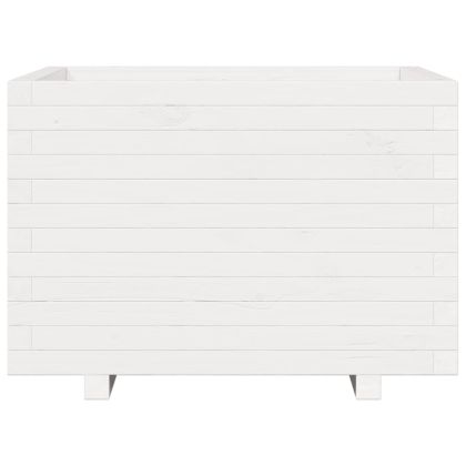 Градински сандък, бял, 70x70x49,5 см, масивна борова дървесина