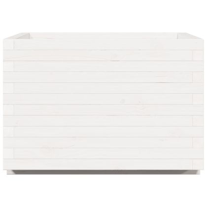 Градински сандък, бял, 70x70x49,5 см, масивна борова дървесина